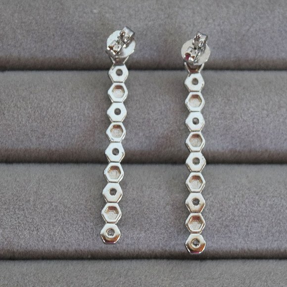 Geometric Stud Earrings With Crystals - Picture 4 of 9